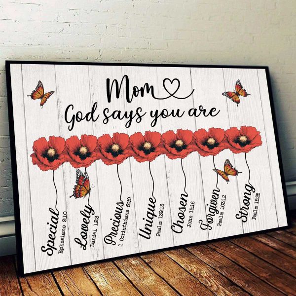 God Says You Are Gift For Mom Grandma Personalized Horizontal Poster on Sale - Image 2