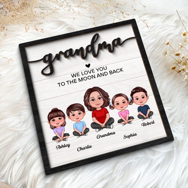 Grandma Grandkids Love To The Moon Personalized 2-layer Wooden Plaque For Cheap - Image 5