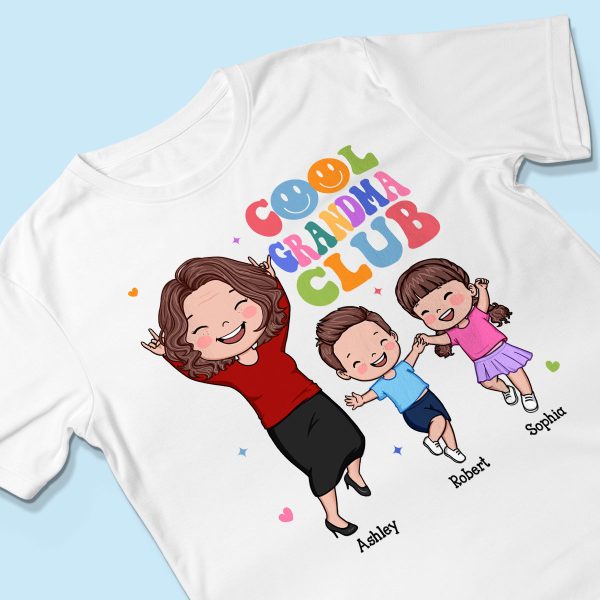 Vector Happy Woman And Kids Cool Grandma Club Personalized Shirt For Sale - Image 3