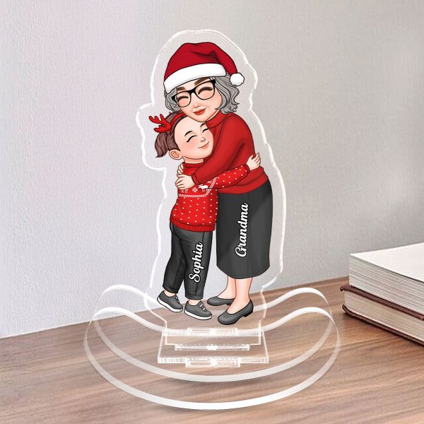 Grandma & Grandkid Hugging Christmas Gift For Granddaughter Grandson Personalized Acrylic Shaking Stand For Discount