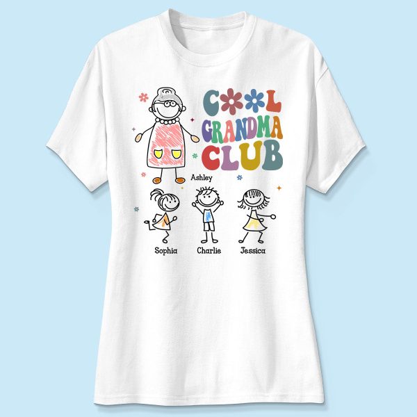 Cool Grandma Club Drawing Personalized Shirt For Sale - Image 4