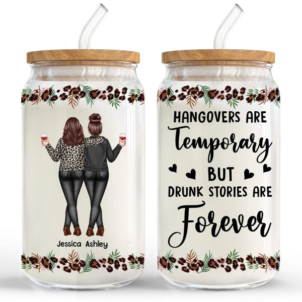 Leopard Back View Besties Personalized Clear Glass Can Discount - Image 4