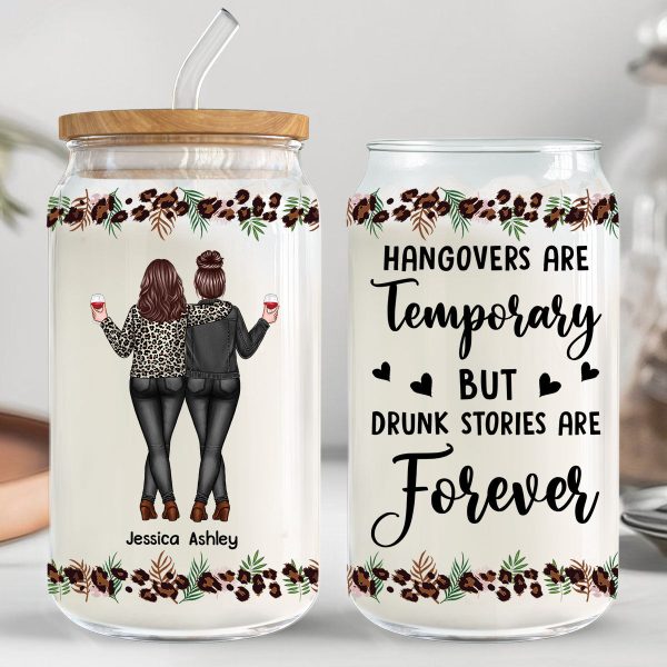 Leopard Back View Besties Personalized Clear Glass Can Discount - Image 2