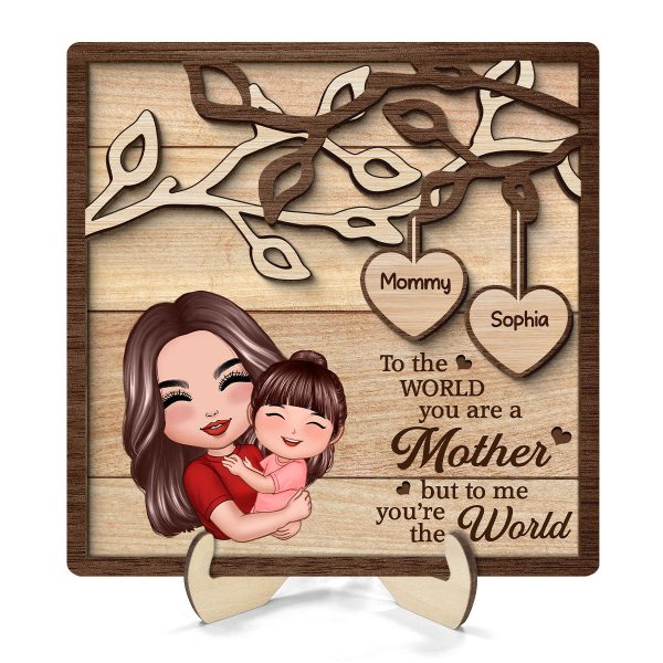 Mom Grandma Holding Kid Under Tree Personalized 2-layer Wooden Plaque For Discount